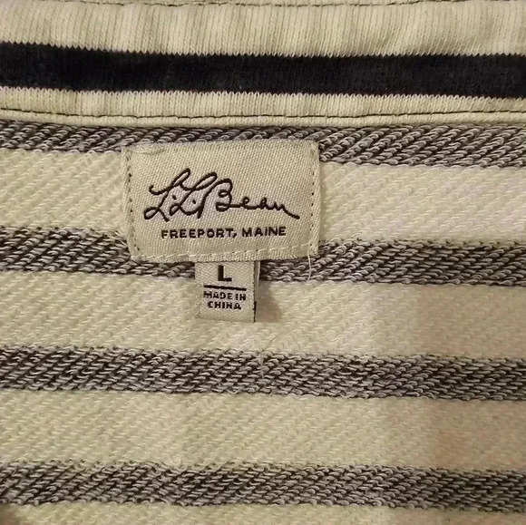 Vintage LL Bean Striped VNeck Bottom Tie Shirt Size L - Picture 2 of 4